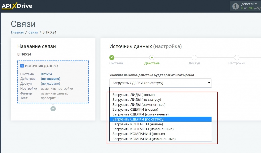 Сущности из CRM Битрикс24, доступные для работы